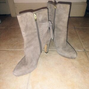 Joan & David Beige Suede Heeled Boots